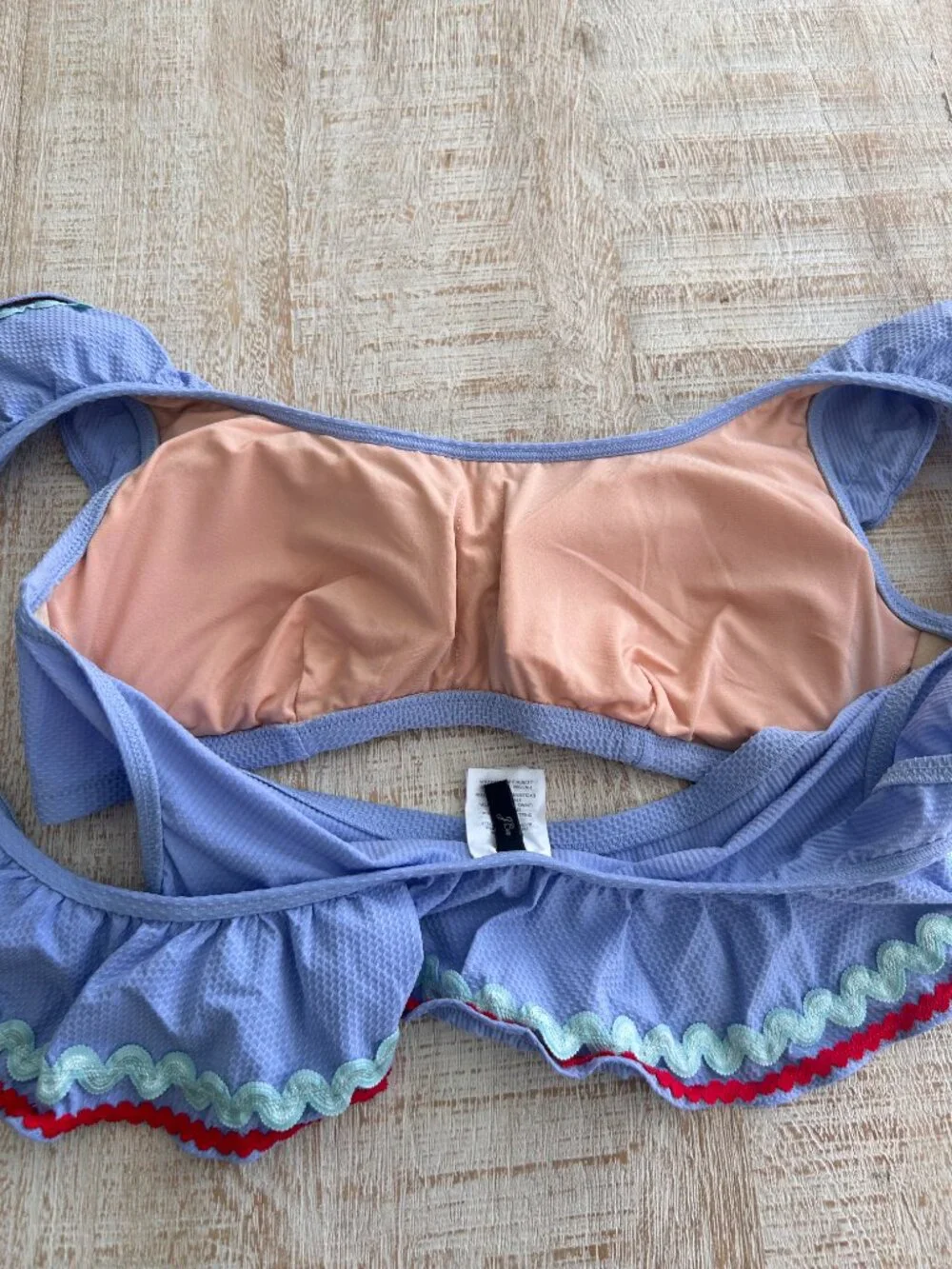 J Crew Ric Rac Ruffle Periwinkle Bikini Top only size Small